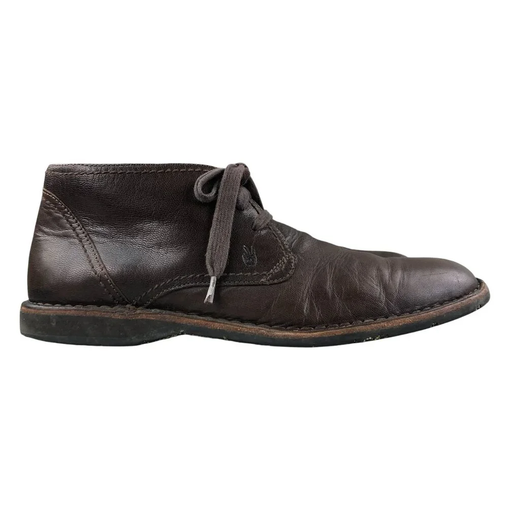 John Varvatos Men's Size 10M Dark Brown Leather Lace-Up Chukka Ankle Boots FAIR